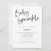 Modernes Skript für jede Farbe Baby Sprinkle Dusch Einladung (Vorderseite)