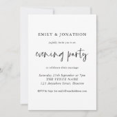 Modernes Skript für jedes Color Abend Party Hochze Einladung (Vorderseite)