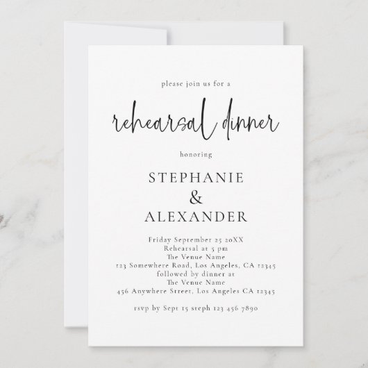 Modernes Skript für jedes Farbabend Probe Einladung (Vorderseite)