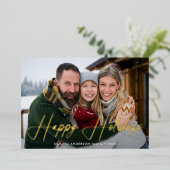 Modernes Skript-Grünes Foto Folien Feiertagskarte (Stehend vorne)