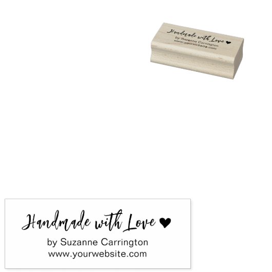 Modernes Skript Handmade mit Liebe. Holz Gummistempel (Stempel)