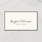 Modernes Skript handschriftlich Black Ivory Chic S Visitenkarte (Vorderseite)
