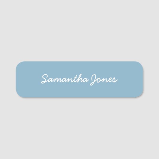 Modernes Skript handschriftlich Simple Blue Namensschild (Vorderseite)
