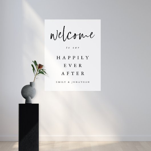 Modernes Skript Herzlich willkommen beim Hochzeits Poster