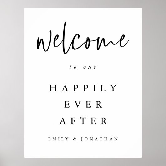 Modernes Skript Herzlich willkommen beim Hochzeits Poster (Vorne)