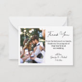 Modernes Skript Hochzeit Foto danke Ihnen chic Mitteilungskarte (Vorderseite)