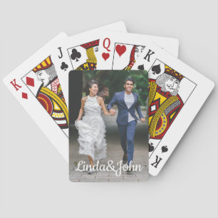 modernes Skript Hochzeitstag Foto personalisiert Spielkarten