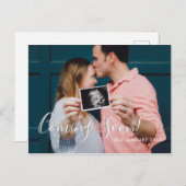 Modernes Skript kommt bald Schwangerschaft Ankündigungspostkarte (Vorne/Hinten)