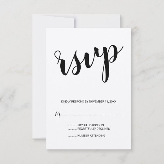 Modernes Skript Kraft Papier Hochzeitsszenario RSV RSVP Karte (Vorderseite)