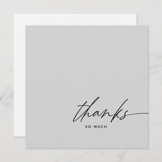 Modernes Skript, leicht grau und schwarz dank Dankeskarte (Vorne/Hinten)