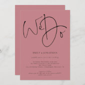 Modernes Skript machen wir dusty Rose QR Code Hoch Einladung (Vorne/Hinten)