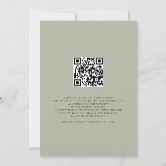 Modernes Skript machen wir Soft Sage QR Code Hochz Einladung (Rückseite)
