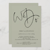 Modernes Skript machen wir Soft Sage QR Code Hochz Einladung (Vorne/Hinten)