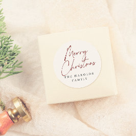 Modernes Skript Mercury Custom Familienname Runder Aufkleber