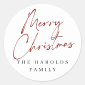 Modernes Skript Mercury Custom Familienname Runder Aufkleber (Vorderseite)