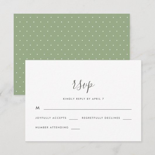 Modernes Skript mit Dots Wedding Rsvp Karte (Vorne/Hinten)