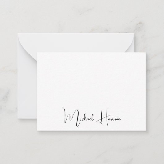 Modernes Skript Mit Monogramm Mitteilungskarte (Vorderseite)