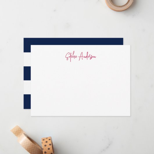 Modernes Skript mit weißen Streifen und benutzerde Mitteilungskarte (Vorderseite/Rückseite Beispiel)