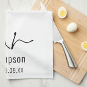 Modernes Skript Mr. Name Date Neu verheiratet Keep Geschirrtuch (Viertel Falte)