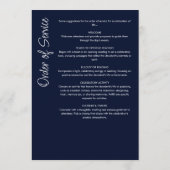 Modernes Skript Navy Blue & White Beerdigung/ Memo Programm (Rückseite)
