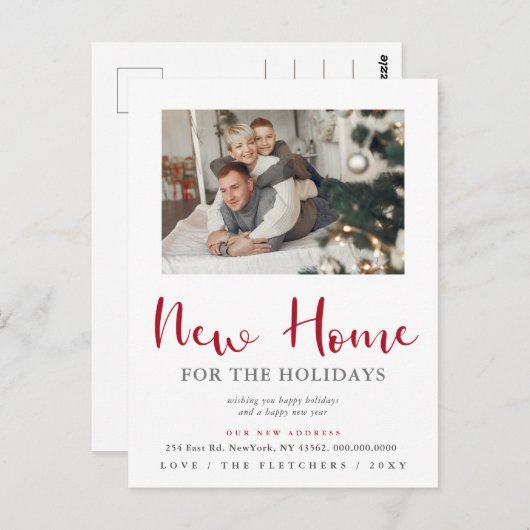 Modernes Skript Neue Zuhause für Holidays Foto Mov Postkarte (Vorne/Hinten)