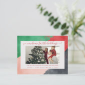 Modernes Skript Neue Zuhause für Holidays Foto Mov Postkarte (Stehend Vorderseite)