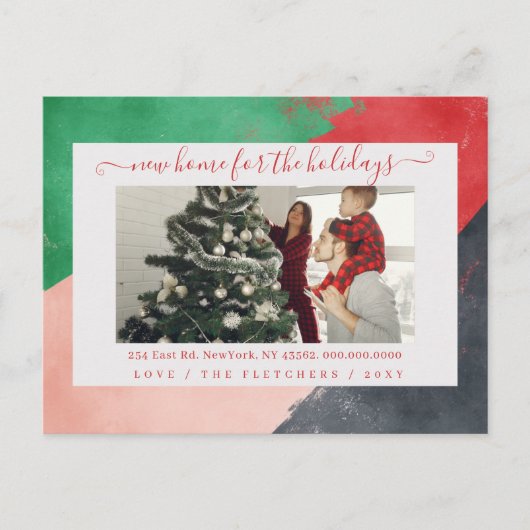 Modernes Skript Neue Zuhause für Holidays Foto Mov Postkarte (Vorderseite)