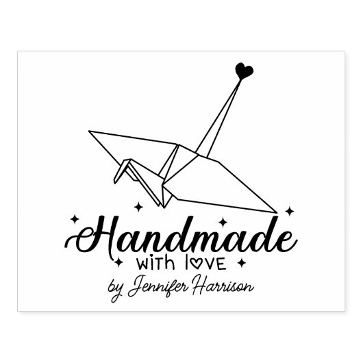 Modernes Skript Origami Handmade Business, groß Gummistempel (Prägung)