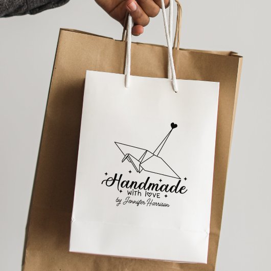 Modernes Skript Origami Handmade Business, groß Gummistempel