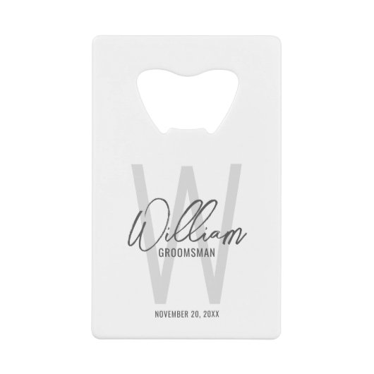 Modernes Skript Personalisiert Trauzeuge Name Geldbeutel Flaschenöffner