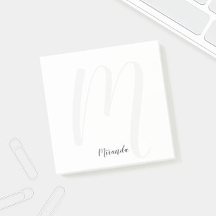 Modernes Skript-personalisiertes Monogramm und Post-it Klebezettel