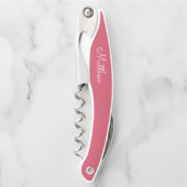 Modernes Skript Pink Custom Guest Name Wedding Kellnermesser (Vorderseite)