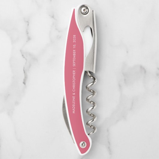 Modernes Skript Pink Custom Guest Name Wedding Kellnermesser (Rückseite)