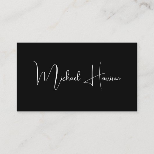 Modernes Skript QR Code Beruflich Schwarz Visitenkarte (Vorderseite)