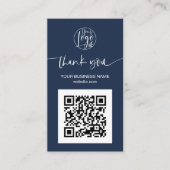 Modernes Skript QR Code Marine Blue Reihenfolge Vi Visitenkarte (Vorderseite)