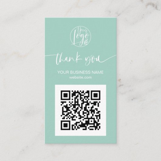 Modernes Skript QR Code minze grüne Reihenfolge da Visitenkarte (Vorderseite)