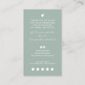 Modernes Skript QR Code Salbei grüne Reihenfolge d Visitenkarte (Rückseite)