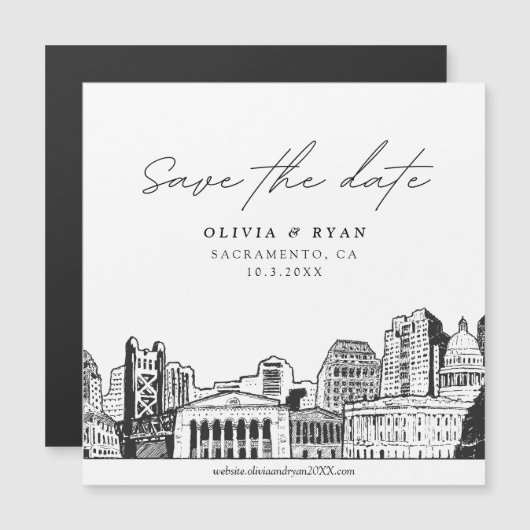 Modernes Skript Sacramento Speichern des Datumsmag Magnetkarte (Vorne/Hinten)