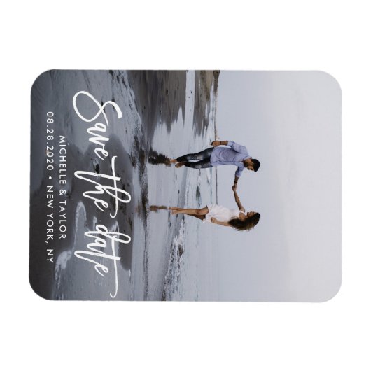 Modernes Skript-Save the Date-Foto Magnet (Horizontal)