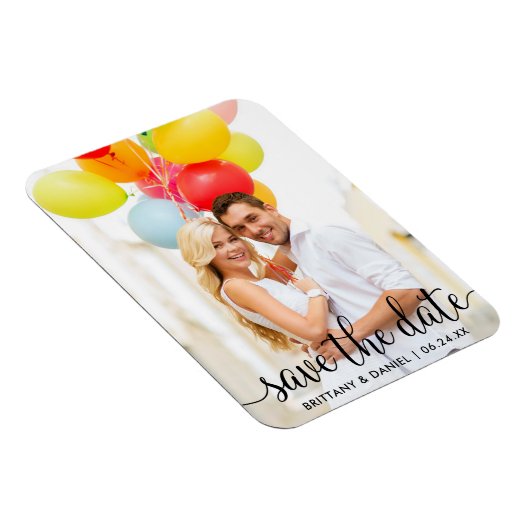 Modernes Skript-Save the Date-Foto Magnet (Rechte Seite)