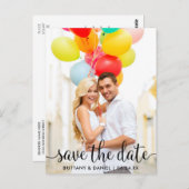 Modernes Skript-Save the Date-Foto Postkarte (Vorne/Hinten)