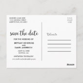 Modernes Skript-Save the Date-Foto Postkarte (Rückseite)