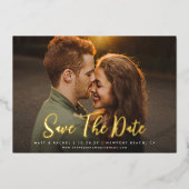Modernes Skript SAVE THE DATE Foto REAL Foil Invit Folieneinladung (Vorderseite)