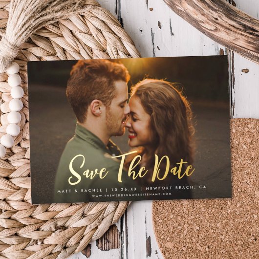 Modernes Skript SAVE THE DATE Foto REAL Foil Invit Folieneinladung