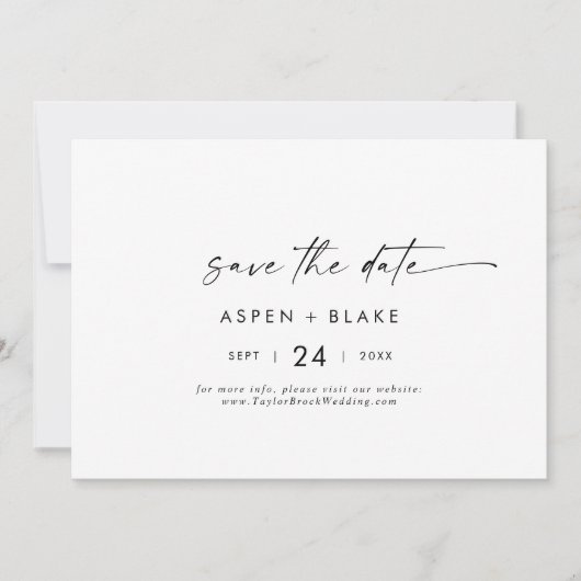 Modernes Skript Save the Date horizontal (Vorderseite)
