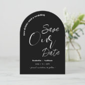 Modernes Skript Save the Date kostenlose Getränke  Einladung (Stehend Vorderseite)