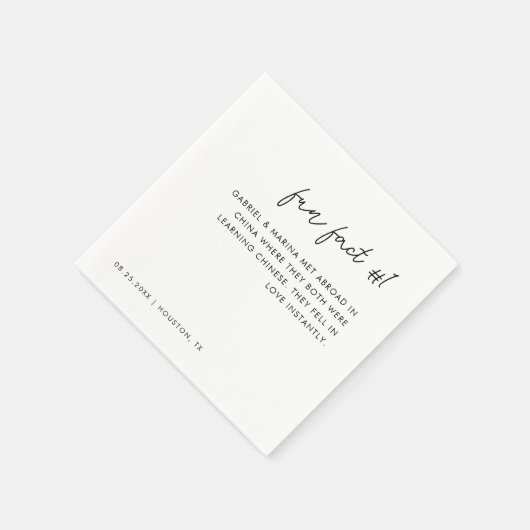 Modernes Skript Schwarz und Weiß Fun Fakt # 1 Hoch Serviette (Ecke)