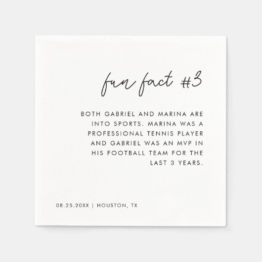 Modernes Skript Schwarz und Weiß Fun Fakt # 3 Hoch Serviette (Vorderseite)