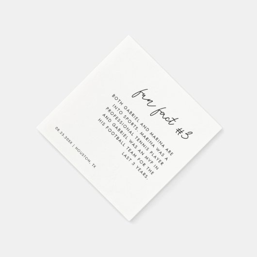 Modernes Skript Schwarz und Weiß Fun Fakt # 3 Hoch Serviette (Ecke)