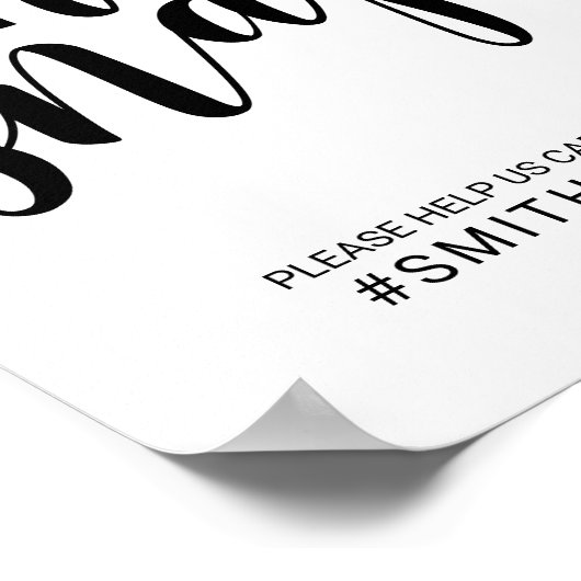 Modernes Skript Schwarz und Weiß Oh Snap Hochzeit  Poster (Ecke)